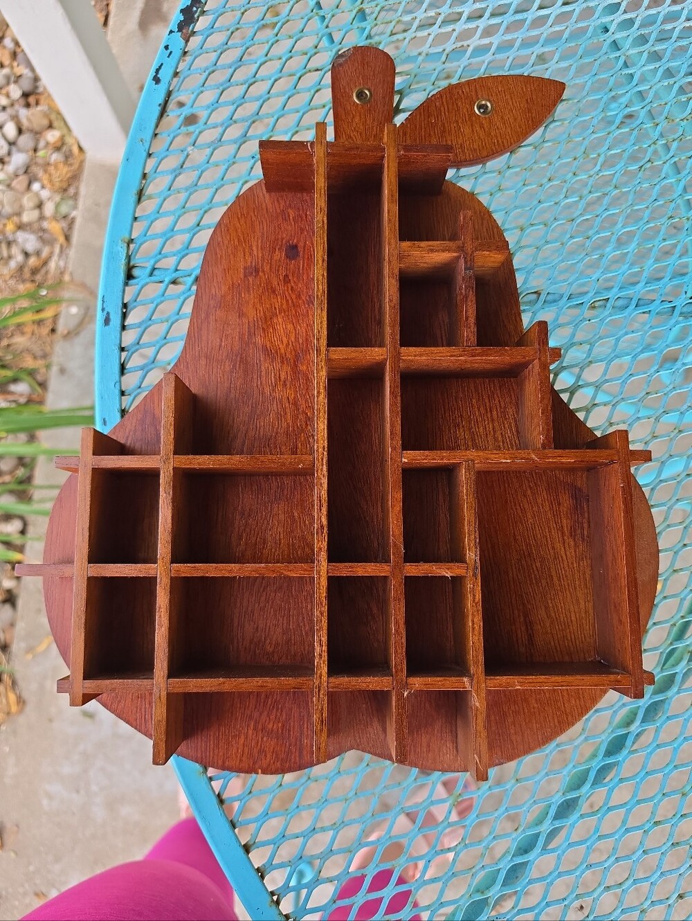 Vtg Pear Shaped Wood Wall Hanging Curio Trinket Shadow Box Cottage Core